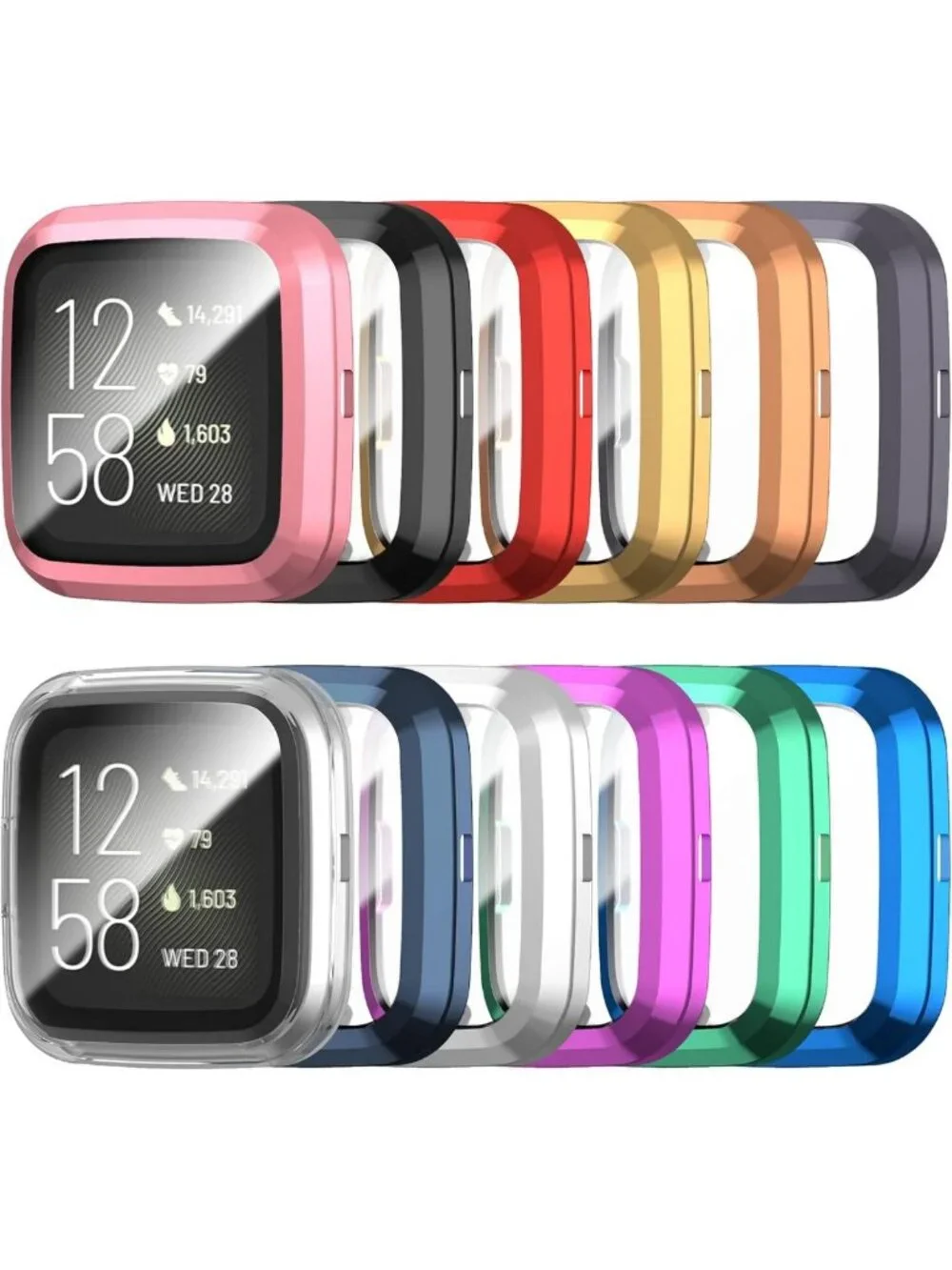 12-Pack Soft TPU Case & Screen Protector for Fitbit Versa 2 - Durable & Stylish